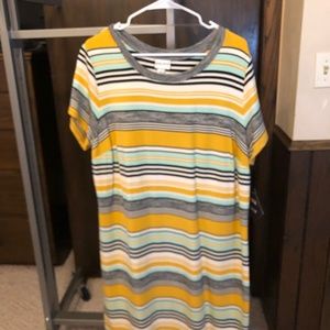NWT 1X T-Shirt Dress, Yellow, Gray, Mint Green